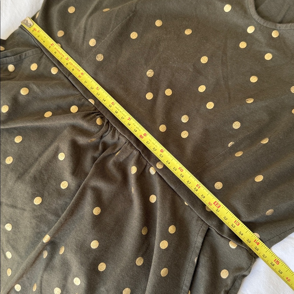 Boden Melinda Jersey Dress olive green gold polka dots size 10 - Picture 14 of 16